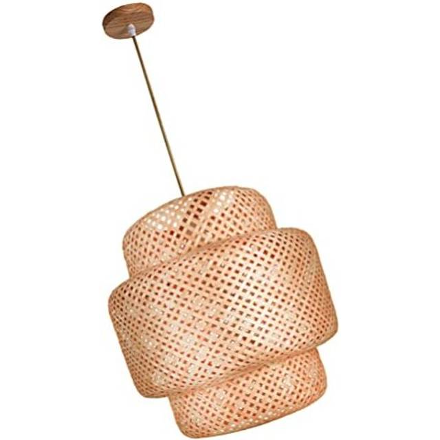 Bamboo Woven Lantern Light Ceiling Lampshade Pendant Light Hanging Woven Bamboo Pendant Light for Living Room Dining Room Restaurant (No Bulb)