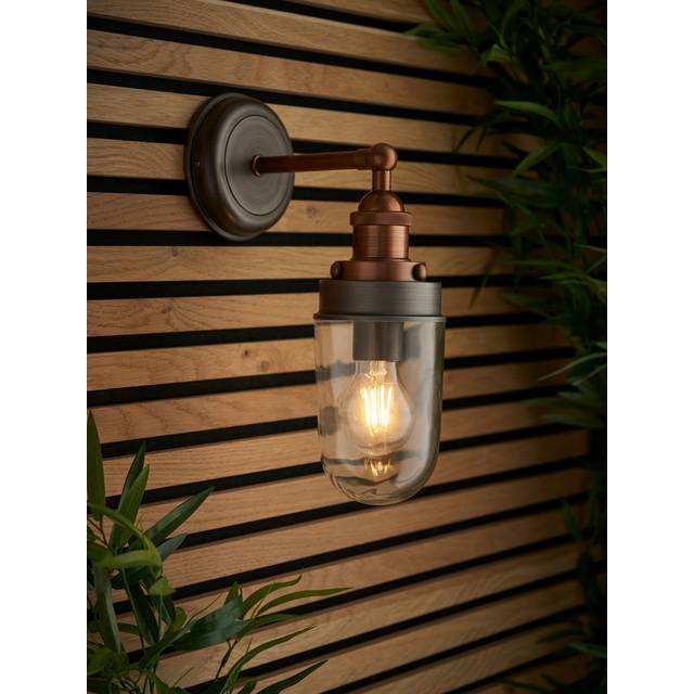 John Lewis Baldwin Slim Outdoor Wall Light, Pewter/Copper