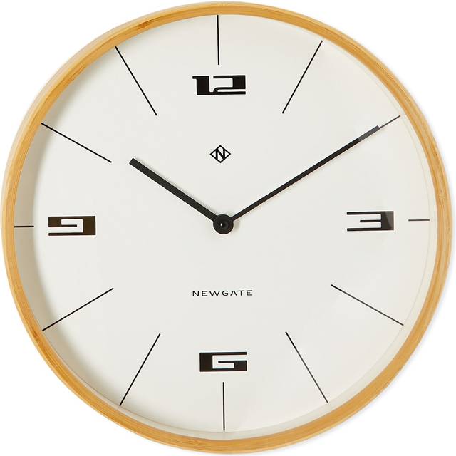 NEWGATE? Mauritius Wall Clock In Bamboo - Medium Wall Clocks - Modern Wall Clock - Bamboo Case - Scandi Style - Hovercraft Dial