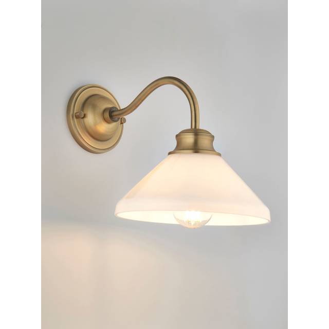 John Lewis Tula Opaline Wall Light, Matt Antique Brass