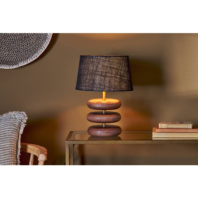 nkuku Kankad Mango Wood Table Lamp Base, Dark Stain