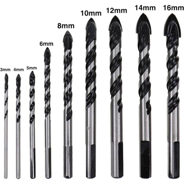 (9pcs) 5/7/9/10Pcs 3-12mm Glass Bit Twist Spade Drill Triangle Bits For Ceramic Tile Concrete Marble