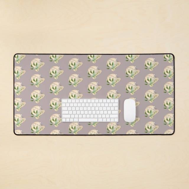 Desk Mat Natural Grey Floral Large Gaming Mouse Pad 35x16 inch
