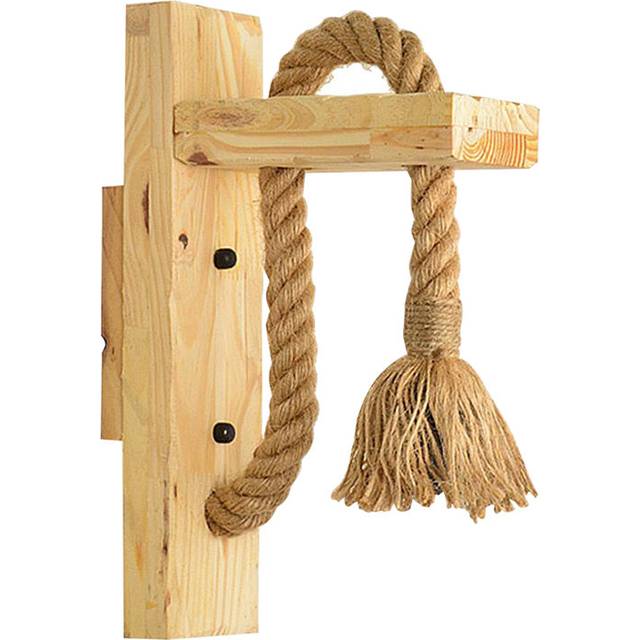 Rossmoor Hemp:Wood Armed Sconce - Black;Hemp;Wood