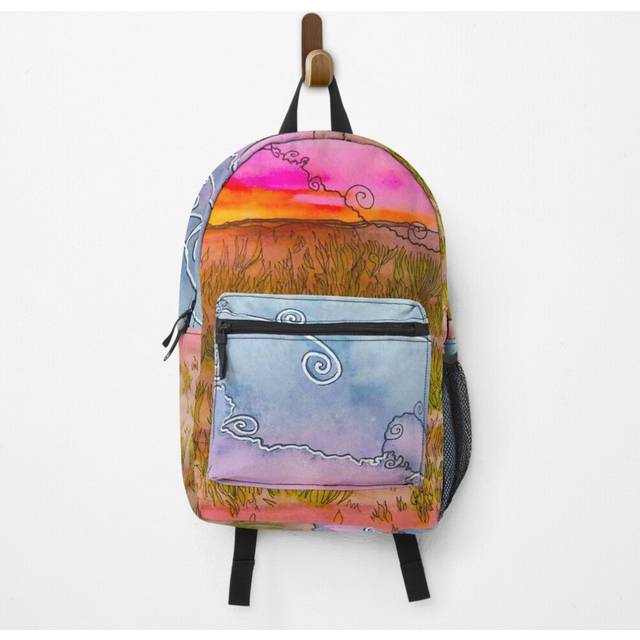 "Backpack Before Rain Watercolor Art School Bag Travel 15"""