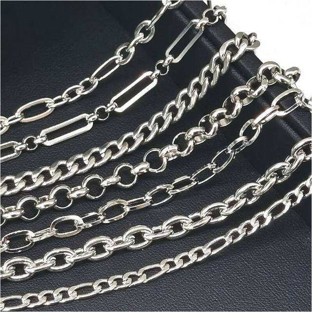 1meter Stainless Steel Necklace Chain for Jewelry Making DIY 1:3 NK Rolo Cable Link Chains Handmade Bracelet Accessories Bulk