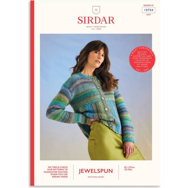Sirdar Jewelspun Wool Chunky Riptide Cardigan 10704 Knitted Pattern Download