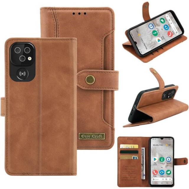 (Brown) Phonecase wallet 4-card Doro 8100