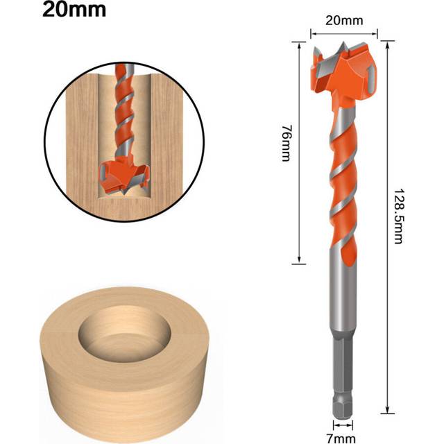 (20mm) 7mm Hex Shank Lengthen Core Drill Bit 16mm-25mm Woodworking Tools Hole Saw Cutter Hinge Boring Drill Bits
