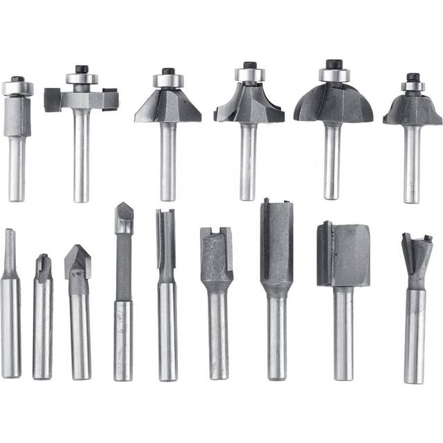 (15pcs) 12/15pcs Silver Router Bit Set Tungsten Carbide Woodworking Cutter Rotary Tool