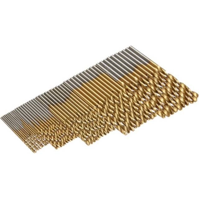 50Pcs Titanium Coated Twist Drill Bit Set 1/1.5/2/2.5/3mm HSS Wood Metal Drilling Tool