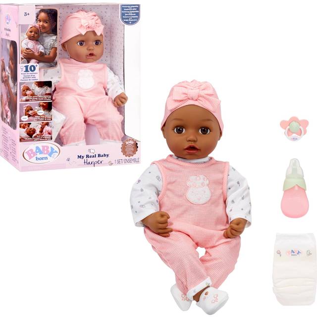 Baby Born My Real Baby Doll Harper - Dark Brown Eyes: Realistic Soft-Bodied Baby Doll Ages 3 & Up  Sound Effects  Drinks & Wets  Mouth Moves  Cries Re