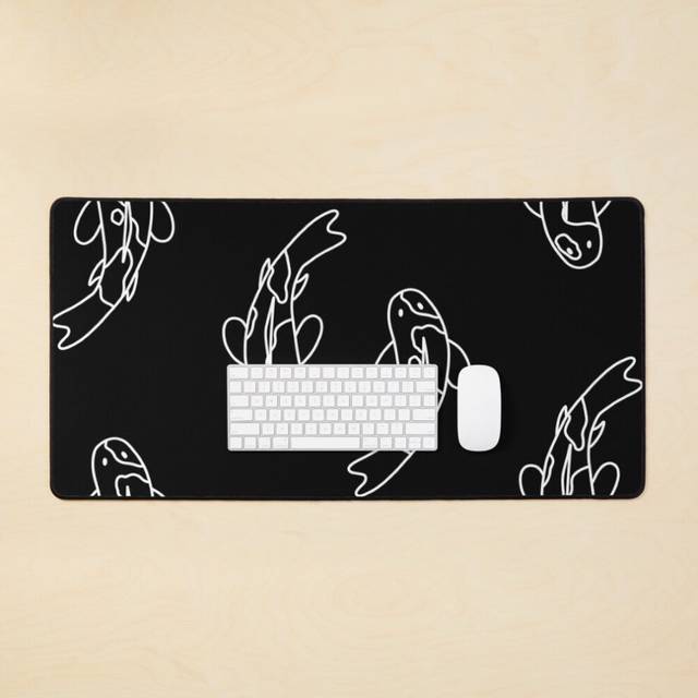 Desk Mat Cute Koi Fish Doodle Design Large Gaming Mouse Pad 35x16 inch