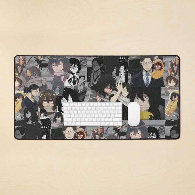 Desk Mat Aizawa Shota Collage Large Gaming Mouse Pad 35x16 inch