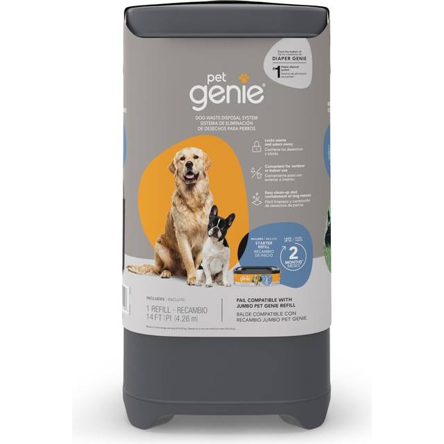 Pet Genie Pail | Dog Waste Disposal System for Outdoor and Indoor Odor Control | Dog Poop Trash can | Includes 1 Square Refill Bag That Lasts up to 2