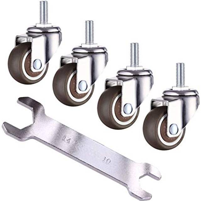 EMCOMS 4pcs/Set 1 inch Mini Shopping Cart Wheel Small Tiny Replacement Swivel Caster Wheels Rubber Threaded Stem Caster Wheel 44lb/20kg Load Capacity