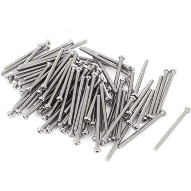 M2.5 x 35mm 304 Stainless Steel Phillips Round Head Screws Bolt 60pcs