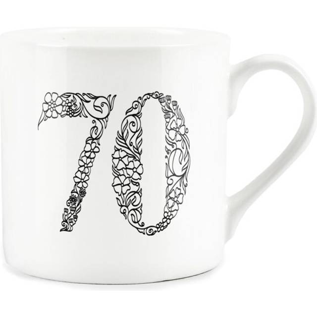 70th birthday mug - bone china floral birthday gift tea/coffee cup