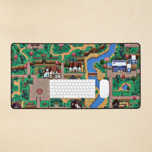 Desk Mat Stardew valley town map Large Gaming Mouse Pad 35x16 inch