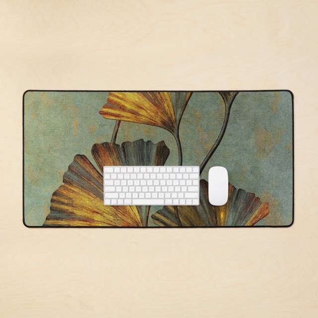 Desk Mat ginko floral decoration #ginko Large Gaming Mouse Pad 35x16 inch