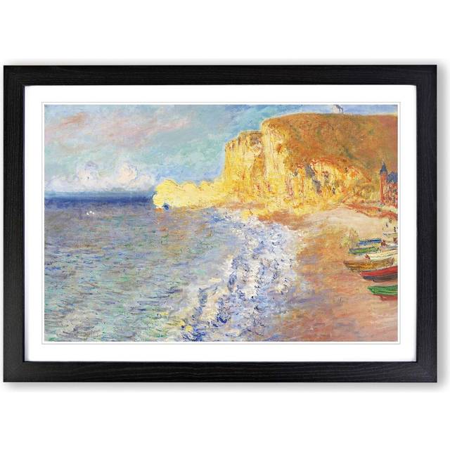 &#39;Morning in Etretat&#39; by Claude Monet Framed Oil Painting Print - Black (45cm H X 62cm W)