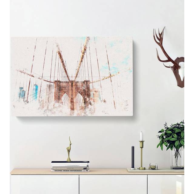 Brooklyn Bridge New York City - Wrapped Canvas Graphic Art Print (35cm H x 50cm W x 3cm D)