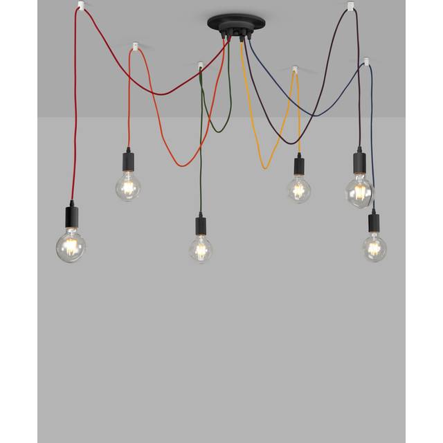 John Lewis 6 Pendant Swag Ceiling Light, Black/Multi