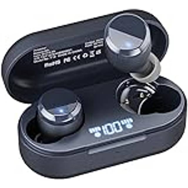 TOZO T12 Wireless Earbuds Bluetooth 5.3 Headphones Premium Sound Performance Touch Control LED Digital Display Wireless Charging Case Earphones (Blue,