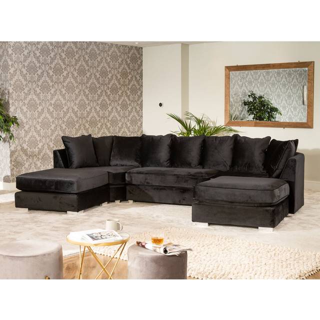 Canora Grey Nowthen Large Corner Sofa Black 72cm H X 338cm W X 199cm D