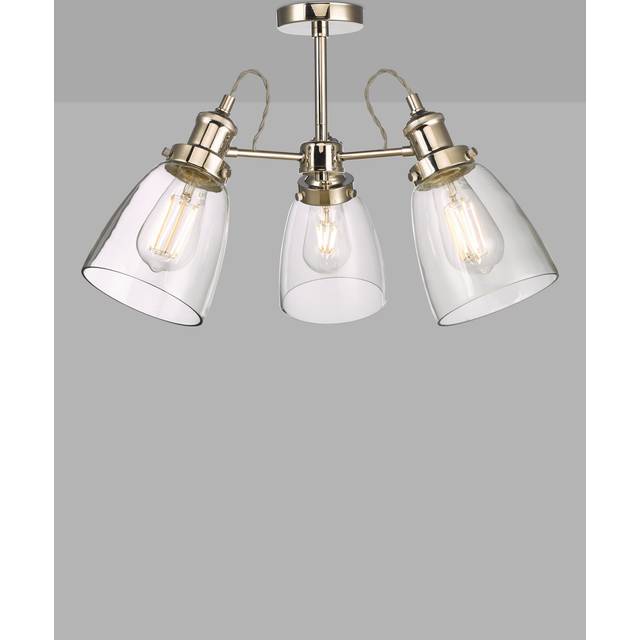 John Lewis Revival Semi Flush Ceiling Light, Clear/Polished Nickel