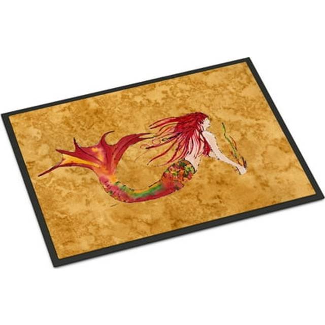 """""Caroline's Treasures 8727MAT Ginger Red Headed Mermaid on Gold Indoor or Outdoor Mat  18 x 27""""""""  Multicolor"""""