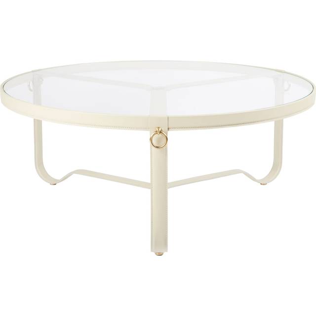 Gubi - Adnet Coffee Table Ø100 Cream Leather - Soffbord - Jacques Adnet