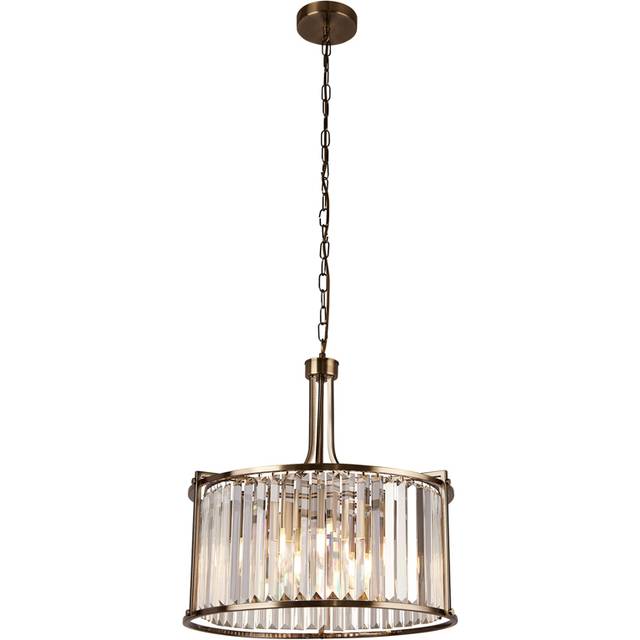 Searchlight 8295-5AB Victoria 5 Light Pendant Antique Brass Metal Clea
