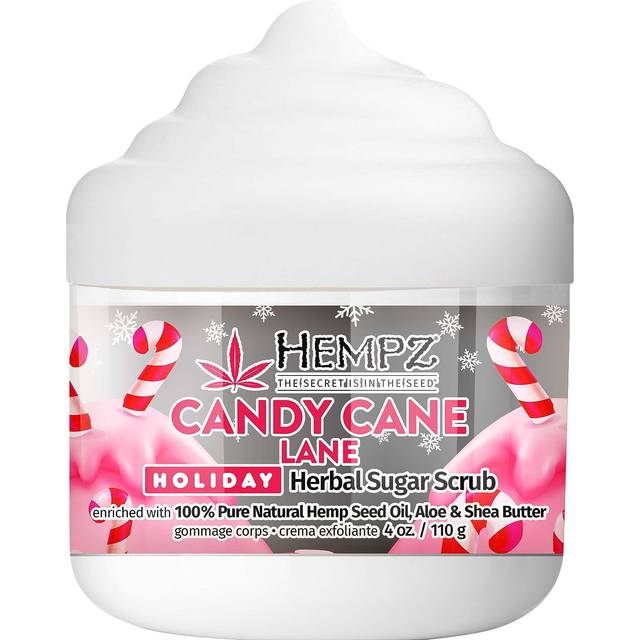 Hempz Limited Edition Candy Cane Lane Exfoliating Body Scrub (4 Oz) - Yummy Holiday Scented Sugar Body Scrub for Shower & Bath  Cozy Candy Cane Scente