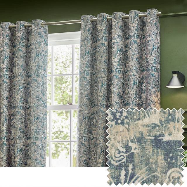 Bengal Chenille Ready Made Eyelet Curtains Wedgewood - Blue