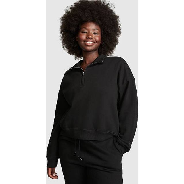 Victorias Secret PINK Pure Black Fleece Sweatshirt - pure black fleece - X-SMALL