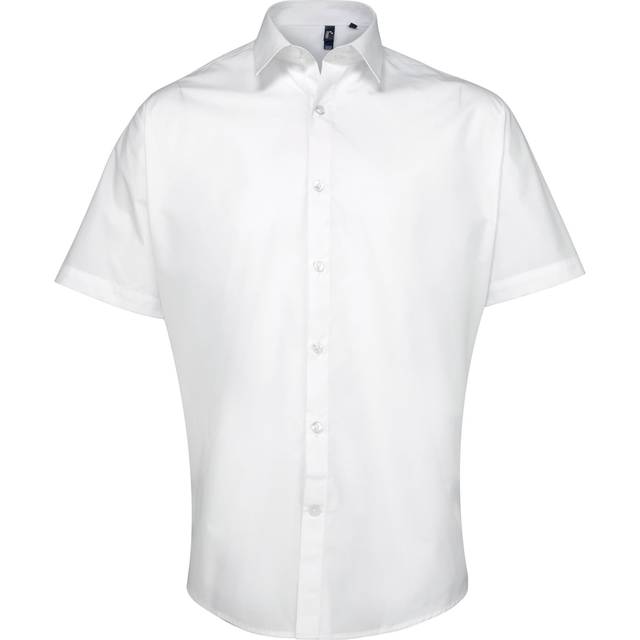 (15, White) Premier Mens Supreme Heavy Poplin Short Sleeve Work Shirt