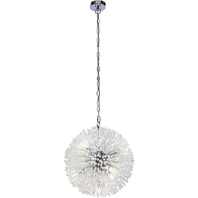 Searchlight 83420-7CC Sunburst 7 Light Pendant Chrome Metal Glass Bead
