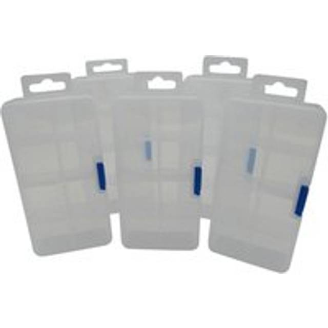 Small Storage Organizer Boxes X5 (Compartments Clear Plastic Container Case Hanging Lid)