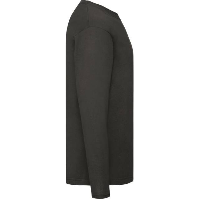 (S, Black) Fruit of the Loom Mens Original Plain Long-Sleeved T-Shirt