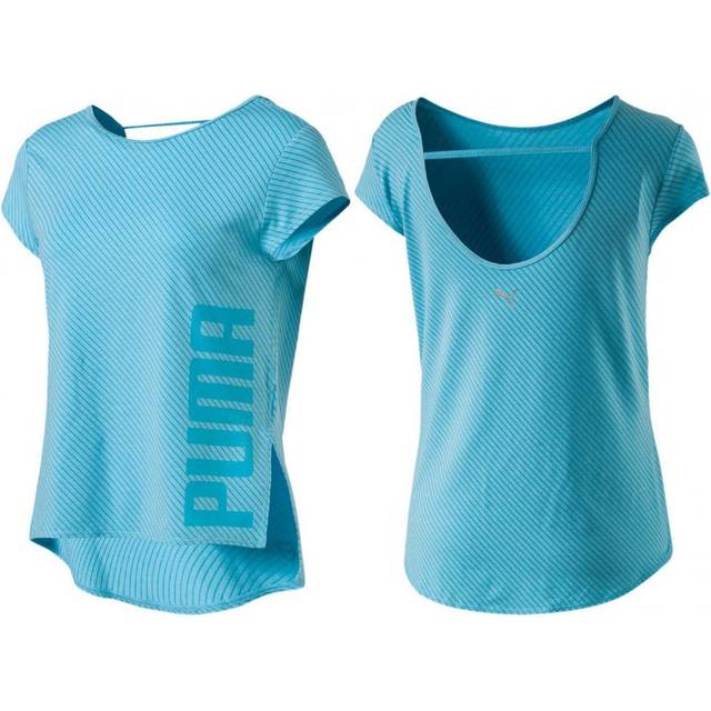 Puma Womens Dancer Drape T-Shirt Stripe Floaty Top 515121 06 - Blue - Size 8 UK