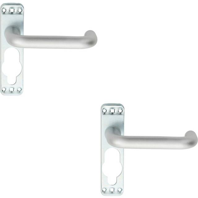 2x PAIR Safety Lever on Inner Backplate 152mm Door Handle Satin Aluminium