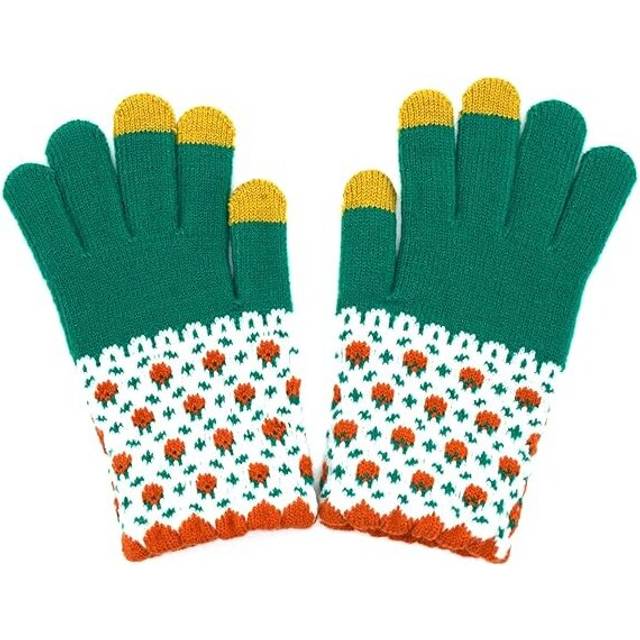 Winter Touch Screen Gloves for Women Cable Knit Wool Fleece Lined Texting Mittens Gold Weather Warm Sport Glove