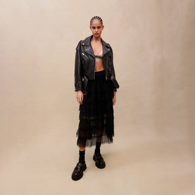 Jupe Midi En Tulle - Noir - Maje -  Tissu principal: 100% polyesterDoublure: 100% viscoseElastique: 77% polyester, 23% elastodiène - Prêt-à-porter > Bas > Jupes longues