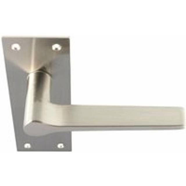 PAIR Flat Straight Handle on Slim Latch Backplate 150 x 50mm Satin Nickel