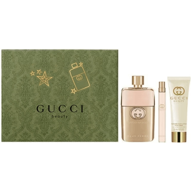 Gucci Guilty Pour Femme 3 Piece Gift Set: Eau De Parfum 90ml - Eau De Parfum 10m
