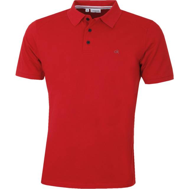Calvin Klein Mens 2025 Campus 3 Button Ribbed Collar Golf Polo Shirt