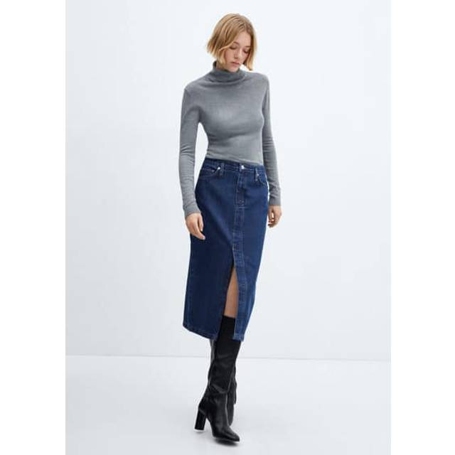 Dark Blue Denim Midi-Skirt (XS)