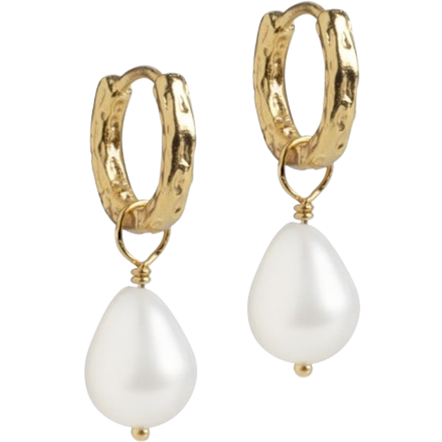 ENAMEL Copenhagen Significant Pearl Hoops, 18ct Yellow Gold plated 925 Sterling Silver and Pearl, Gold, Women