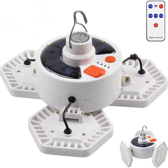 126LED Solar Camping Light USB Rechargeable Emergency Night Light Outdoor Lamp with Remote Controller